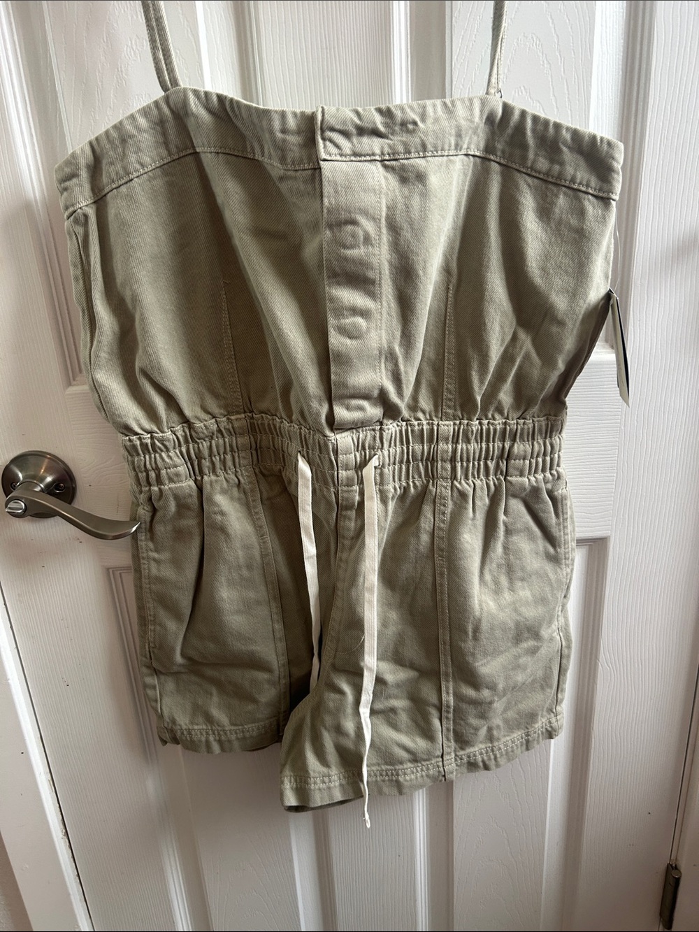 Romper Spaghetti Strap Size Med Casual Drawstring Khaki Women’s